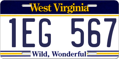 WV license plate 1EG567