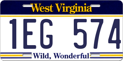 WV license plate 1EG574