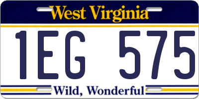 WV license plate 1EG575