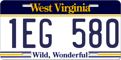 WV license plate 1EG580