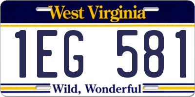 WV license plate 1EG581