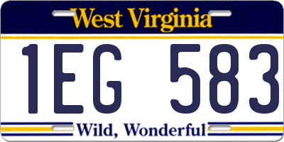 WV license plate 1EG583