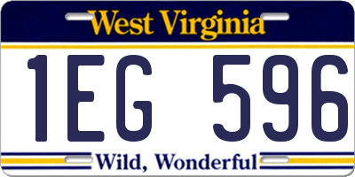 WV license plate 1EG596