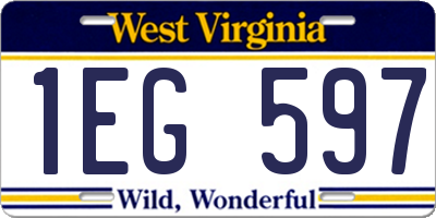 WV license plate 1EG597