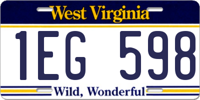 WV license plate 1EG598