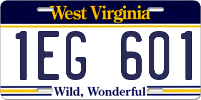 WV license plate 1EG601
