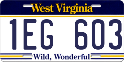 WV license plate 1EG603