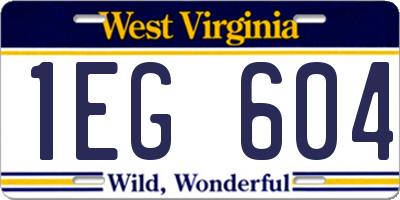 WV license plate 1EG604
