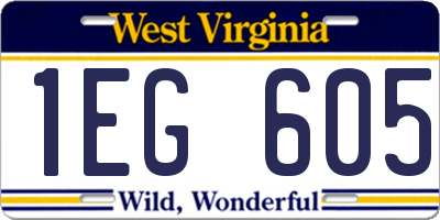 WV license plate 1EG605