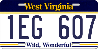 WV license plate 1EG607