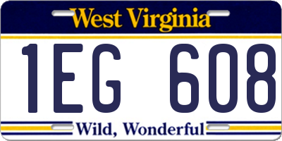 WV license plate 1EG608