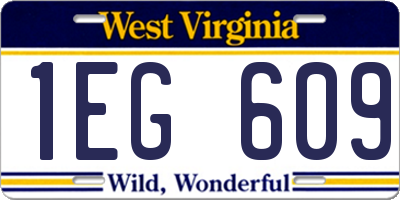 WV license plate 1EG609