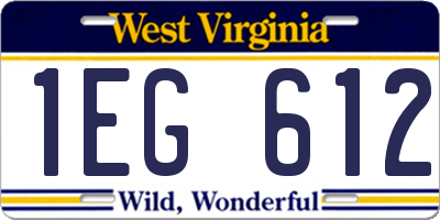 WV license plate 1EG612