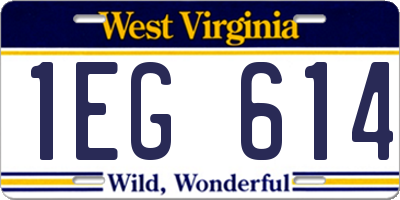 WV license plate 1EG614