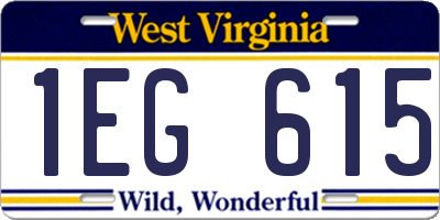 WV license plate 1EG615