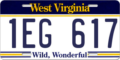WV license plate 1EG617