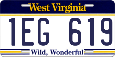 WV license plate 1EG619
