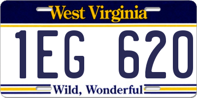 WV license plate 1EG620