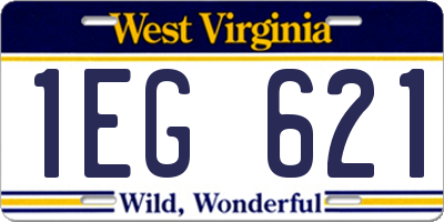 WV license plate 1EG621