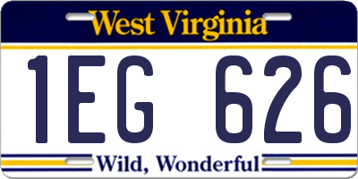 WV license plate 1EG626