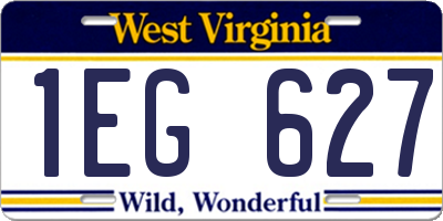 WV license plate 1EG627