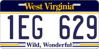WV license plate 1EG629