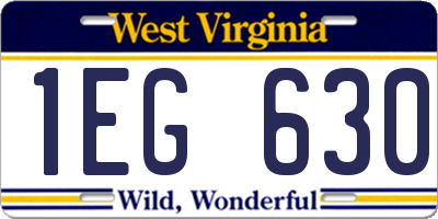 WV license plate 1EG630