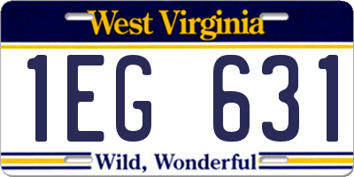 WV license plate 1EG631