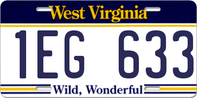 WV license plate 1EG633