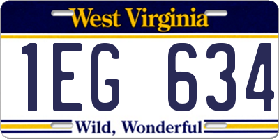 WV license plate 1EG634