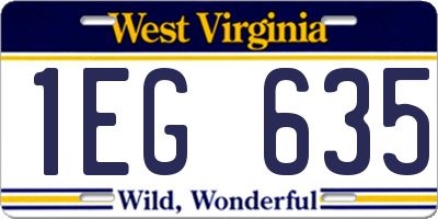 WV license plate 1EG635