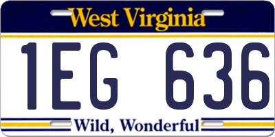 WV license plate 1EG636