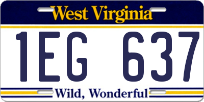 WV license plate 1EG637