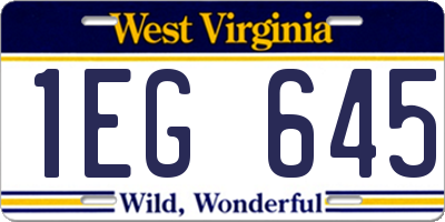 WV license plate 1EG645