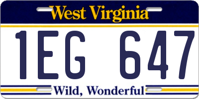 WV license plate 1EG647