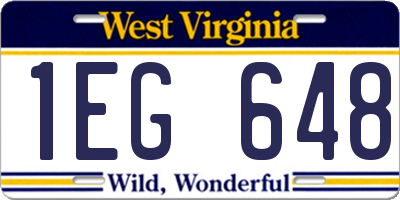 WV license plate 1EG648