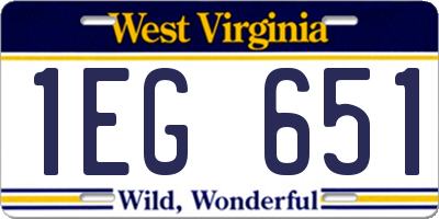 WV license plate 1EG651