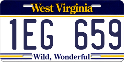 WV license plate 1EG659
