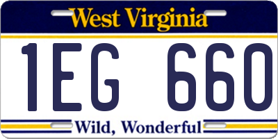 WV license plate 1EG660