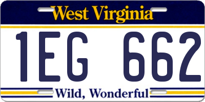 WV license plate 1EG662