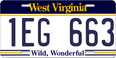 WV license plate 1EG663