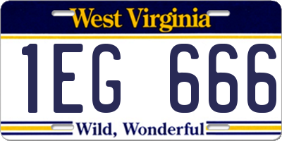 WV license plate 1EG666