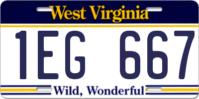 WV license plate 1EG667