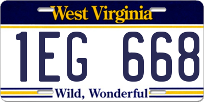 WV license plate 1EG668