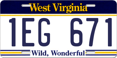 WV license plate 1EG671