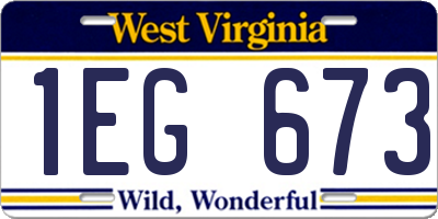 WV license plate 1EG673