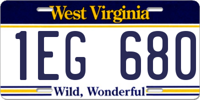WV license plate 1EG680