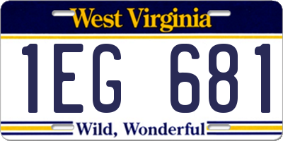 WV license plate 1EG681
