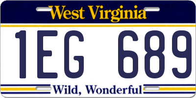 WV license plate 1EG689