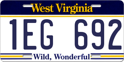 WV license plate 1EG692
